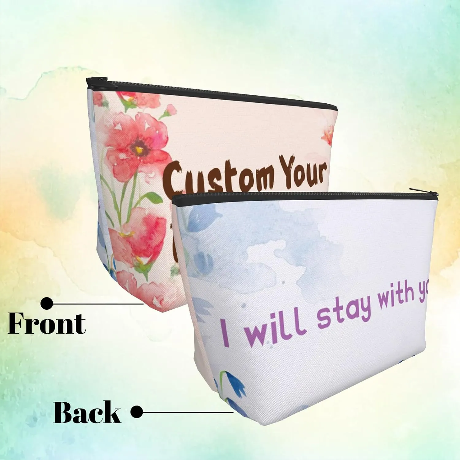 Personalized Makeup Bag, Custom Cosmetic Bags with Image, Logo, Text, Cute Customized Travel Bags Portable Makeup Packing Bags for Women Cosmetic Bags for Travel (Polyester)