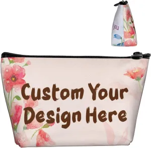 Personalized Makeup Bag, Custom Cosmetic Bags with Image, Logo, Text, Cute Customized Travel Bags Portable Makeup Packing Bags for Women Cosmetic Bags for Travel (Polyester)