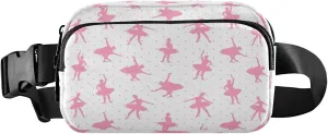 Pink Ballerinas Dance Polka Dot Belt Bag for Women Men Fanny Pack Small Waist Pouch Crossbody Bags for Outdoor Hiking Running Travel