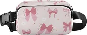 Pink Dots Bows Fanny Pack for Women Men Crossbody Belt Bag Fashion Waist Packs Purse with Adjustable Strap Bum Bag for Outdoors Workout Travel