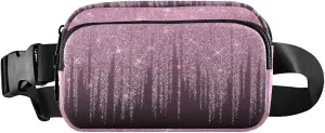 Pink Rose Gold Glitter Confetti Belt Bag for Women Men Fanny Pack Small Waist Pouch Crossbody Bags for Outdoor Hiking Running Travel
