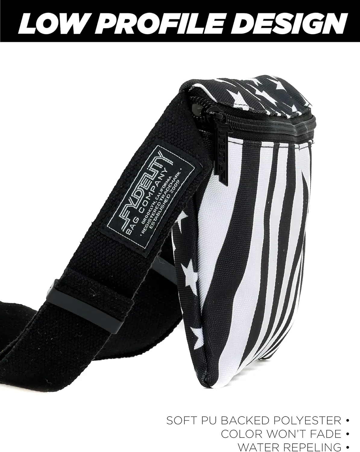 Plus Size Fanny Packs for Women  80s/90s Large Bum Bag  Unisex Crossbody Waist Belt Bag for Travel, Festivals, Sports & Daily Use  Waist Belt Bag for Women | Black Flag