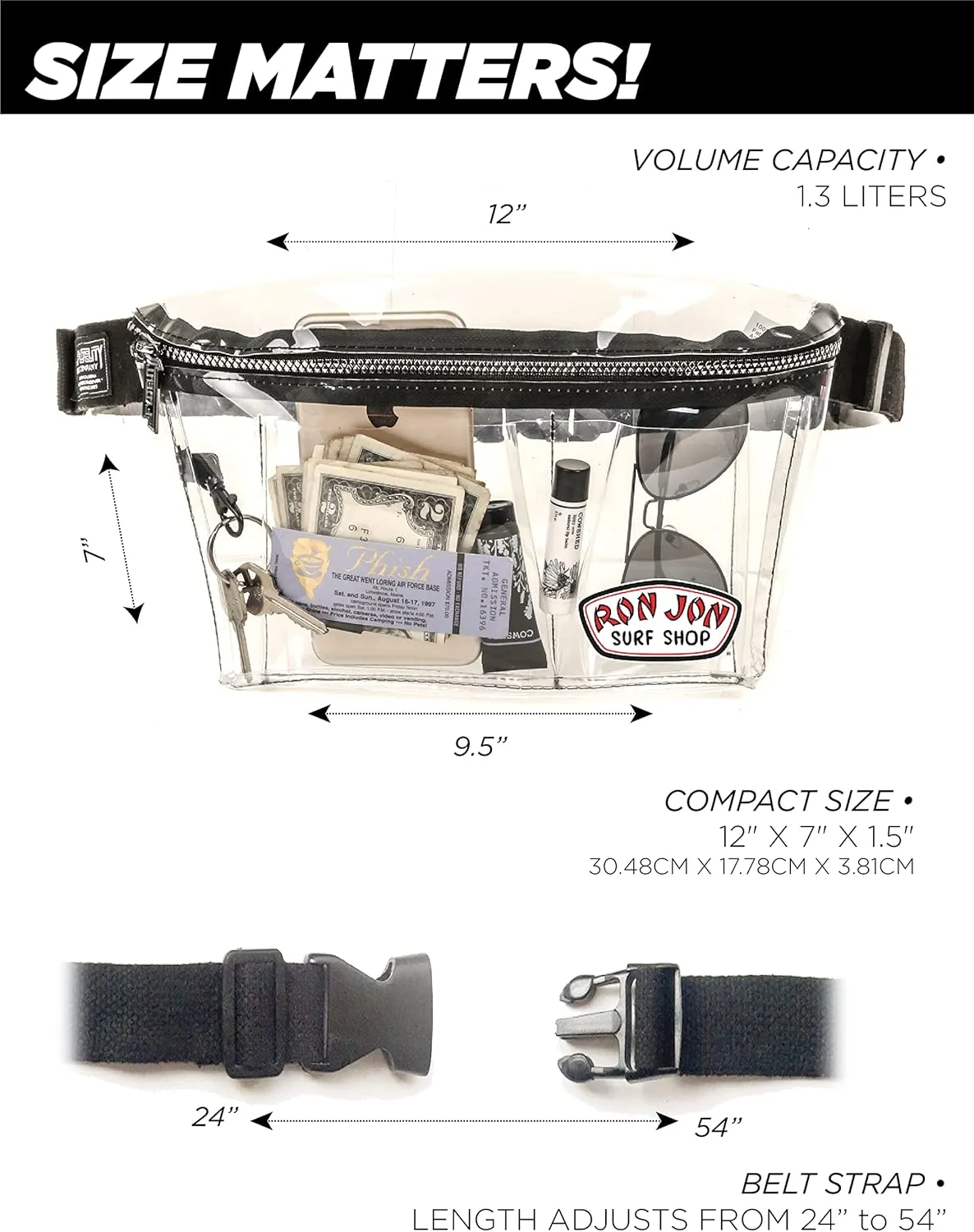 Plus Size Fanny Packs for Women  80s/90s Large Bum Bag  Unisex Crossbody Waist Belt Bag for Travel, Festivals, Sports & Daily Use  Waist Belt Bag for Women | Crystal Clear
