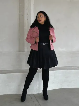 Plus Size Leather Biker Jacket