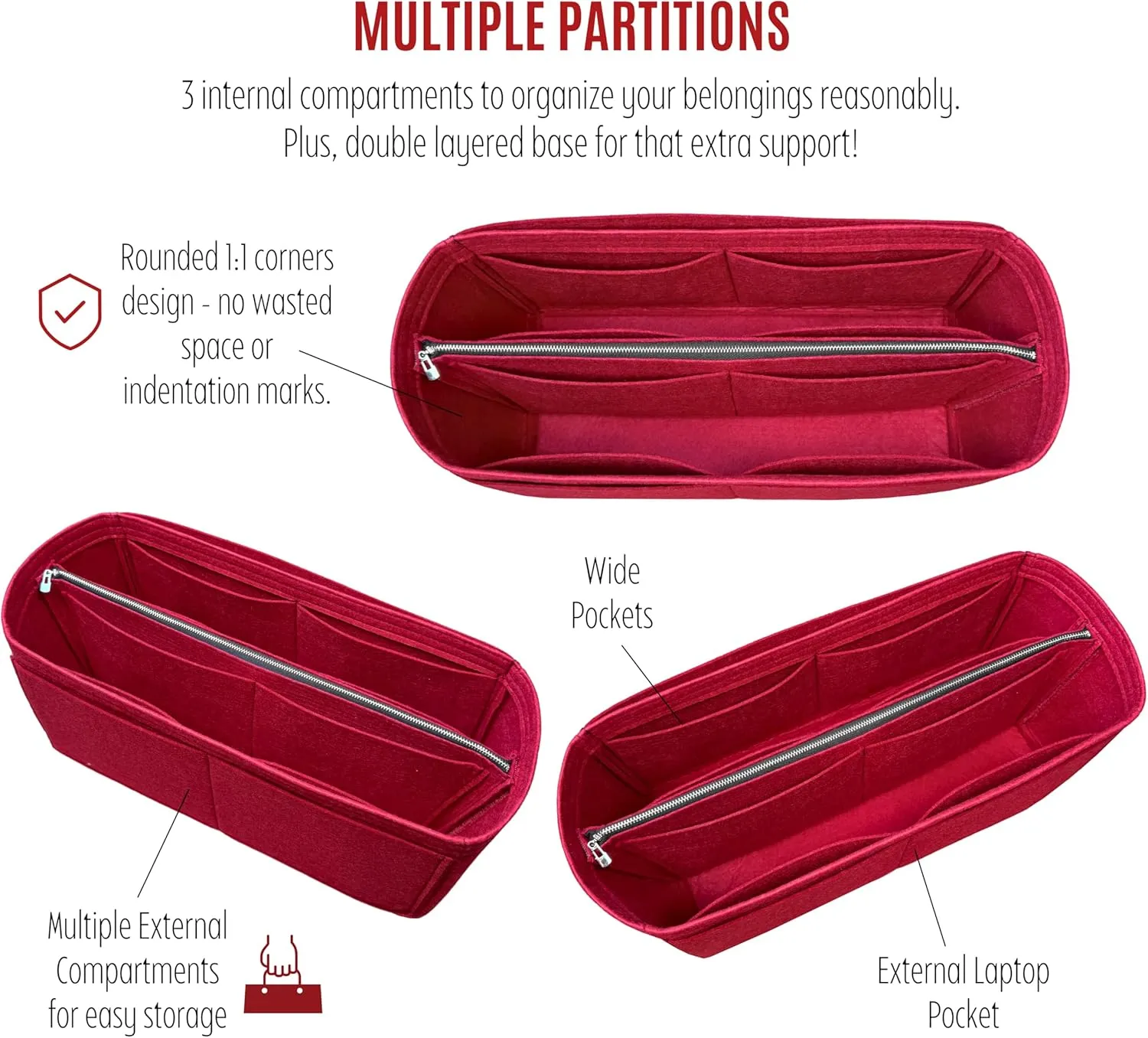 Premium Purse Organizer compatible with Lv Carryall PM/MM Bag Organizer Insert - Handmade Purse Liner, Perfect Fit for Hobo Bag Shaped (Red, for Carryall PM)