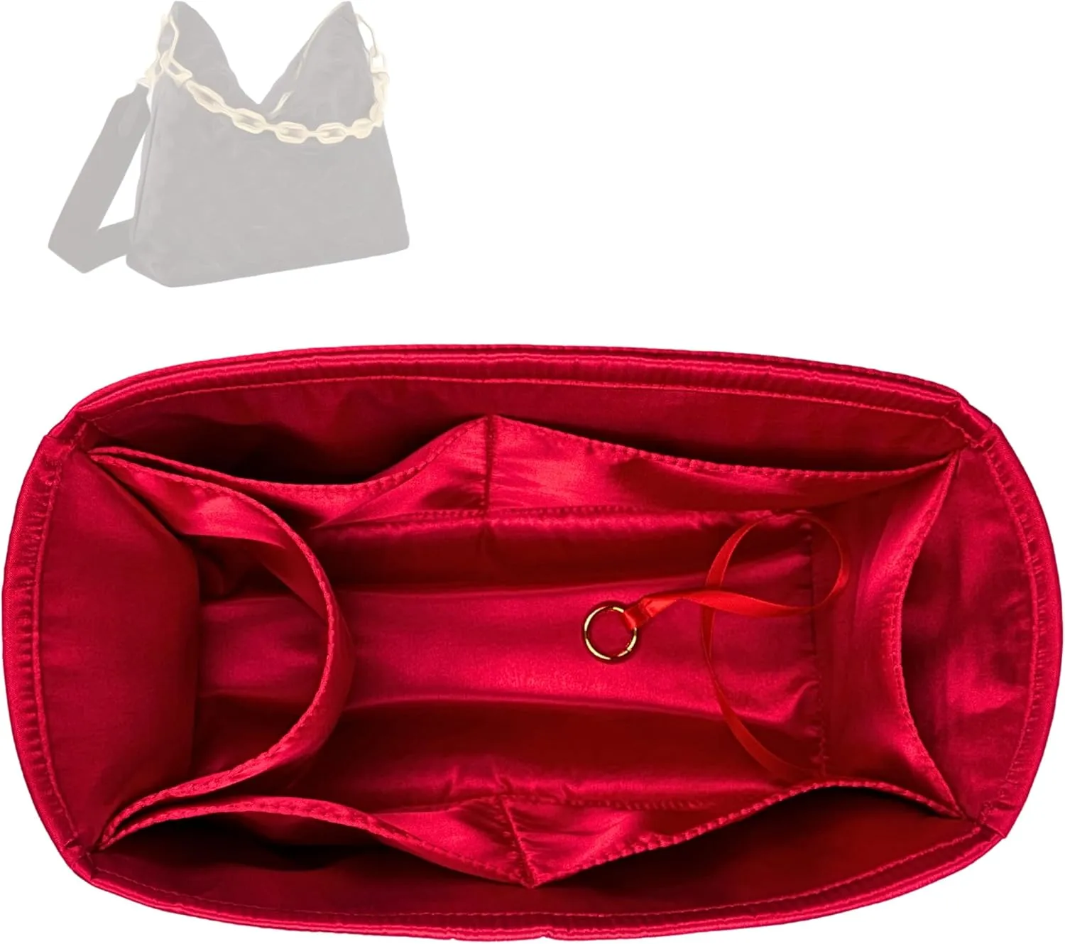 Premium Purse Organizer Compatible with Lv Coussin Hobo MM Bag Organizer Insert - Handmade Soft Silk Purse Liner, Slouchy Oval Shaped (Bubblegum, for Coussin Hobo MM)