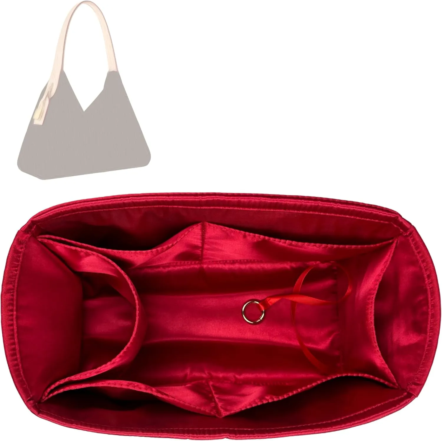 Premium Purse Organizer compatible with Lv Slouchy PM/MM Insert - Handmade Soft Silk Liner, Perfect fit for Hobo PM/MM Bag Organizer Gold Zipper (Azure Blue, For Slouchy PM)
