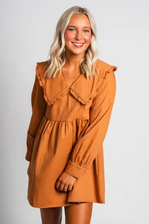 Puff sleeve dress copper