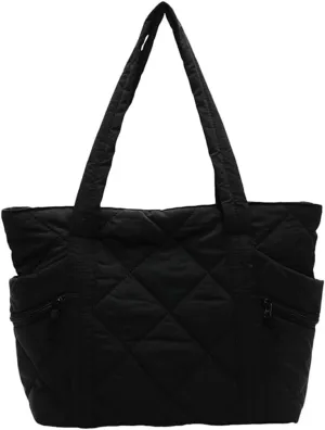 Quilted Nylon Tote Bag Women Puffy Hobo Bags Puffer Crossbody Purses Cloud Shoulder Bag Lightweight Crescent Tote Handbag