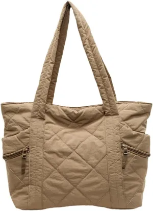 Quilted Nylon Tote Bag Women Puffy Hobo Bags Puffer Crossbody Purses Cloud Shoulder Bag Lightweight Crescent Tote Handbag