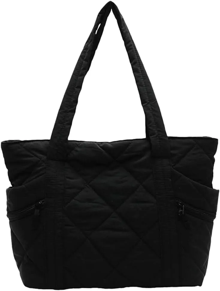 Quilted Nylon Tote Bag Women Puffy Hobo Bags Puffer Crossbody Purses Cloud Shoulder Bag Lightweight Crescent Tote Handbag