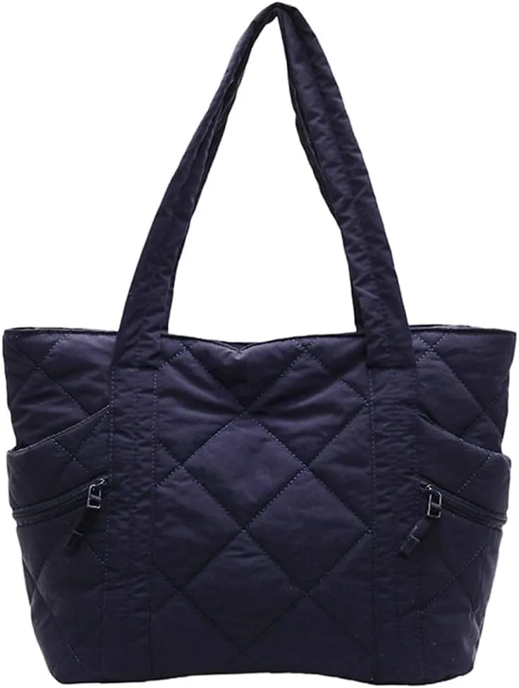 Quilted Nylon Tote Bag Women Puffy Hobo Bags Puffer Crossbody Purses Cloud Shoulder Bag Lightweight Crescent Tote Handbag