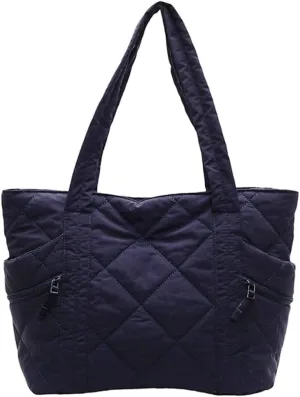 Quilted Nylon Tote Bag Women Puffy Hobo Bags Puffer Crossbody Purses Cloud Shoulder Bag Lightweight Crescent Tote Handbag
