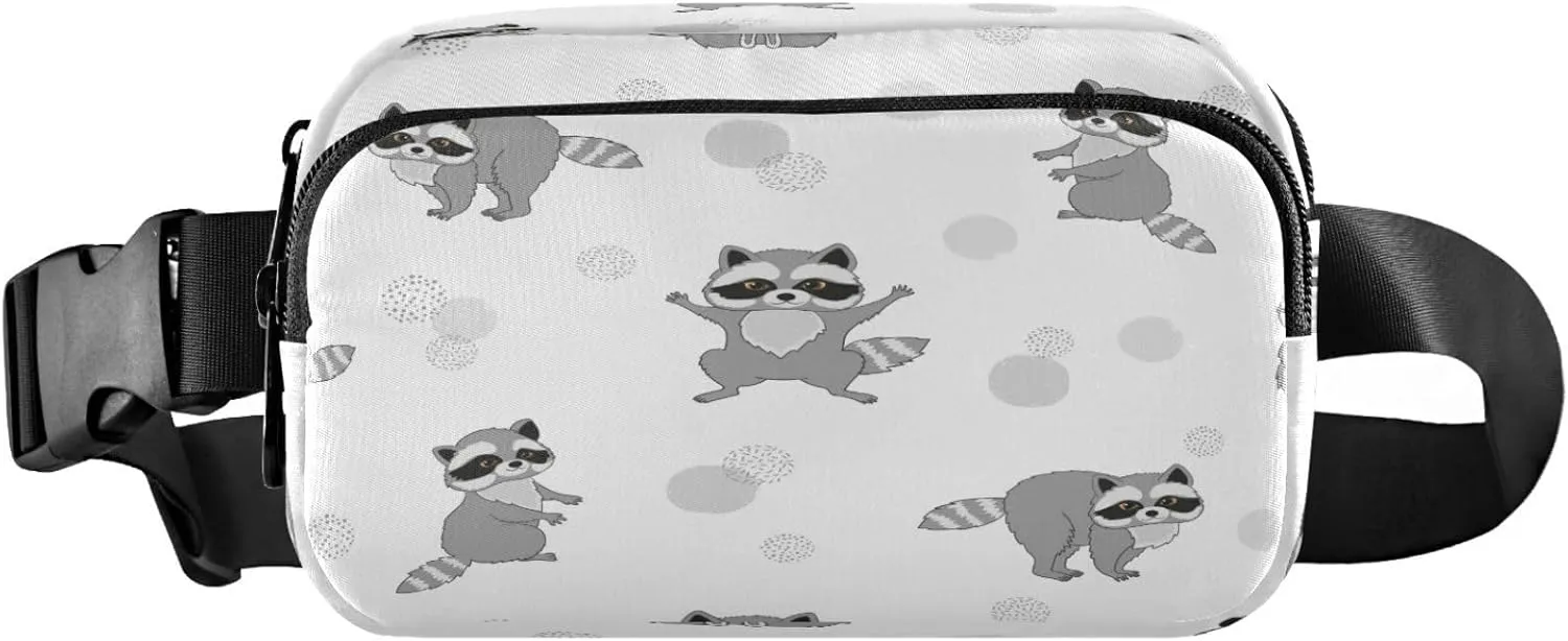 Raccon Grey Cartoon Belt Bag for Women Men Fanny Pack Small Waist Pouch Crossbody Bags for Outdoor Hiking Running Travel