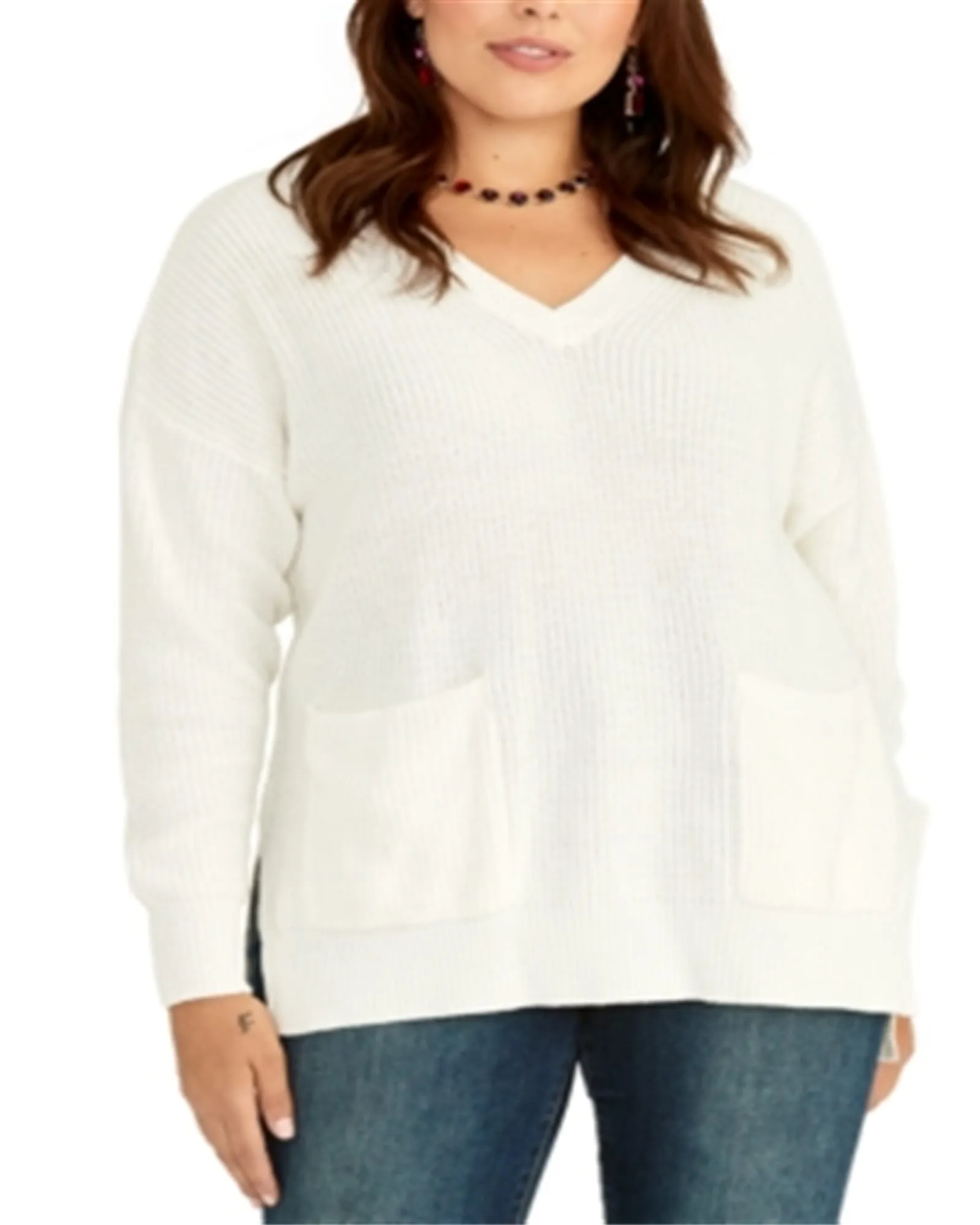 Rachel Roy Women's Trendy Plus Nellie Sweater White Size XL | White