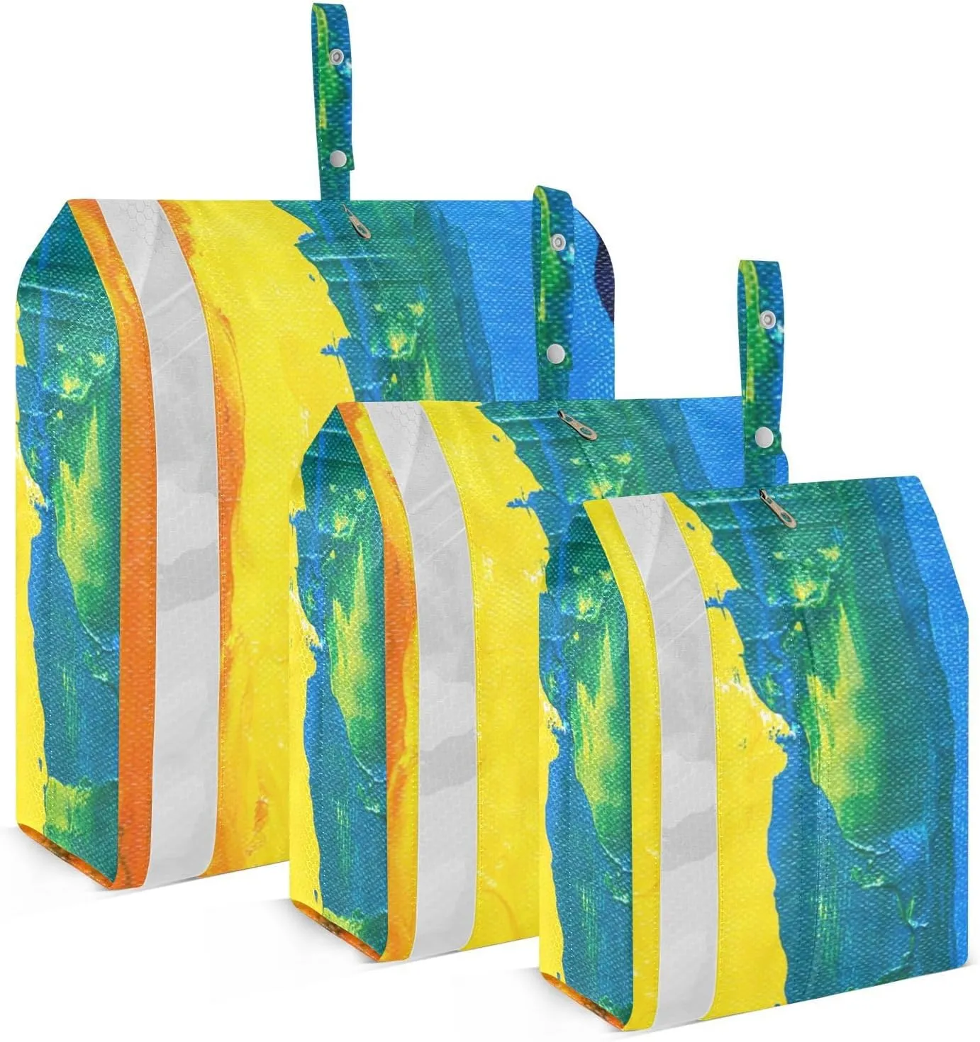 Rainbow Colored 3 Set Travel Packing Cubes For Suitcases, Foldable, Garment Bag Closet Storage, Luggage Space Saver, Luggages Management Personnel