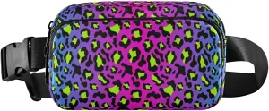 Rainbow Neon Leopard Pattern Black Green Spot Belt Bag for Women Men Fanny Pack Small Waist Pouch Crossbody Bags for Outdoor Hiking Running Travel