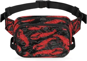 Red Lobster Pattern Fanny Pack Durable with Adjustable Belt Main Zippered Pocket Lightweight Waterproof Belt Bag for Travel Sports Workout Hiking Phone Bag