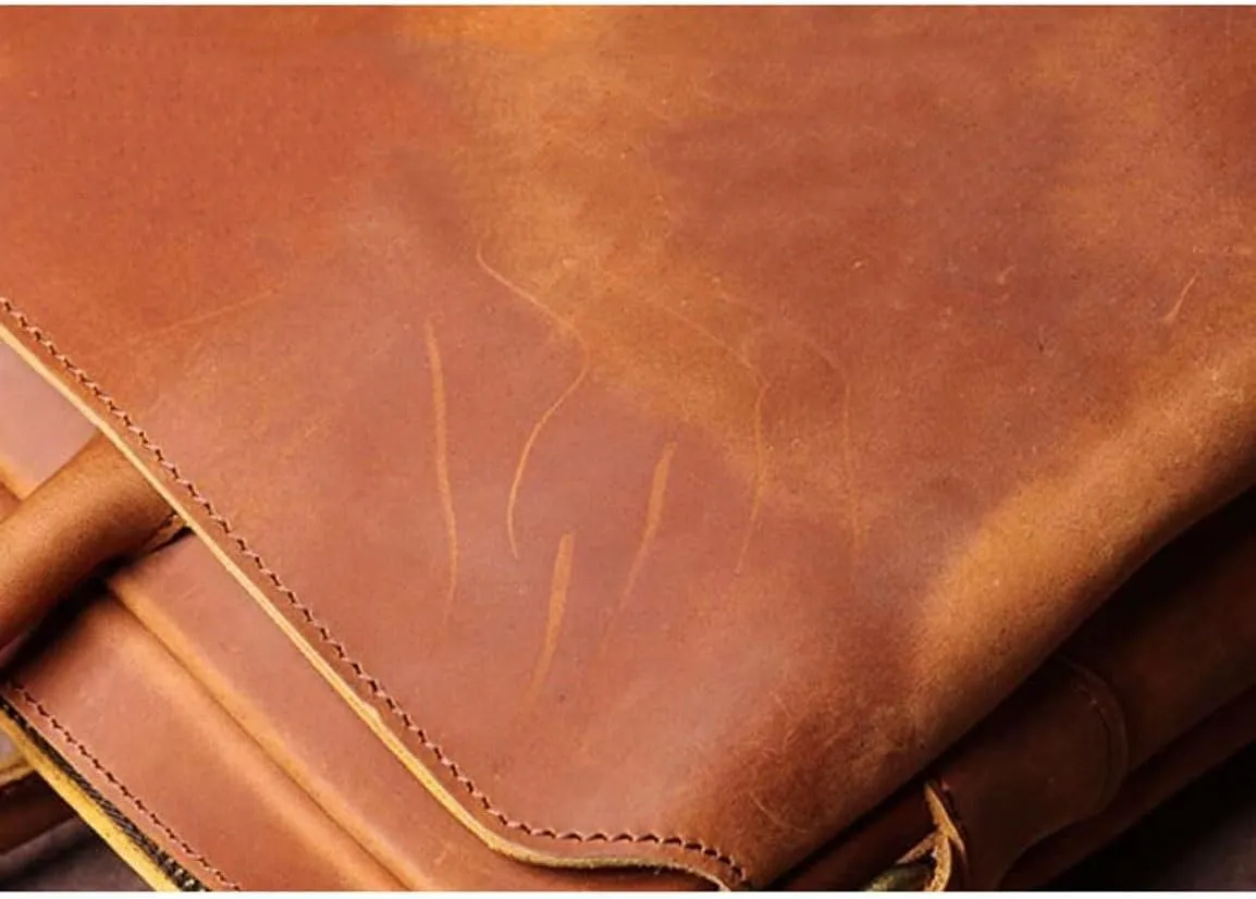 Retro Briefcases Mens Handbags Laptop Bags Leather Messenger Shoulder Bags Computer Carrying Cases