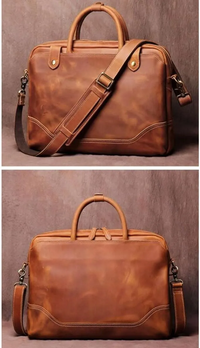Retro Briefcases Mens Handbags Laptop Bags Leather Messenger Shoulder Bags Computer Carrying Cases