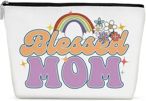 Retro Flower Inspirational Gifts for Mom Makeup Bag Mother Mom Gifts Mom Birthday Gifts from Daughter Fun Mothers Day Christmas Cosmetic Bag Make up Bag Travel Toiletry Bag for Women New Mom Mommy