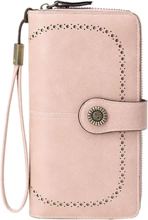 Rfid Wallet Women,2024 New Leather Wallet Wristlet for Women,Bifold Rfid Blocking Zip Around Large Capacity Credit Card Holder Clutch Purses,Travel Wallet for Mom Women Ladies Girls
