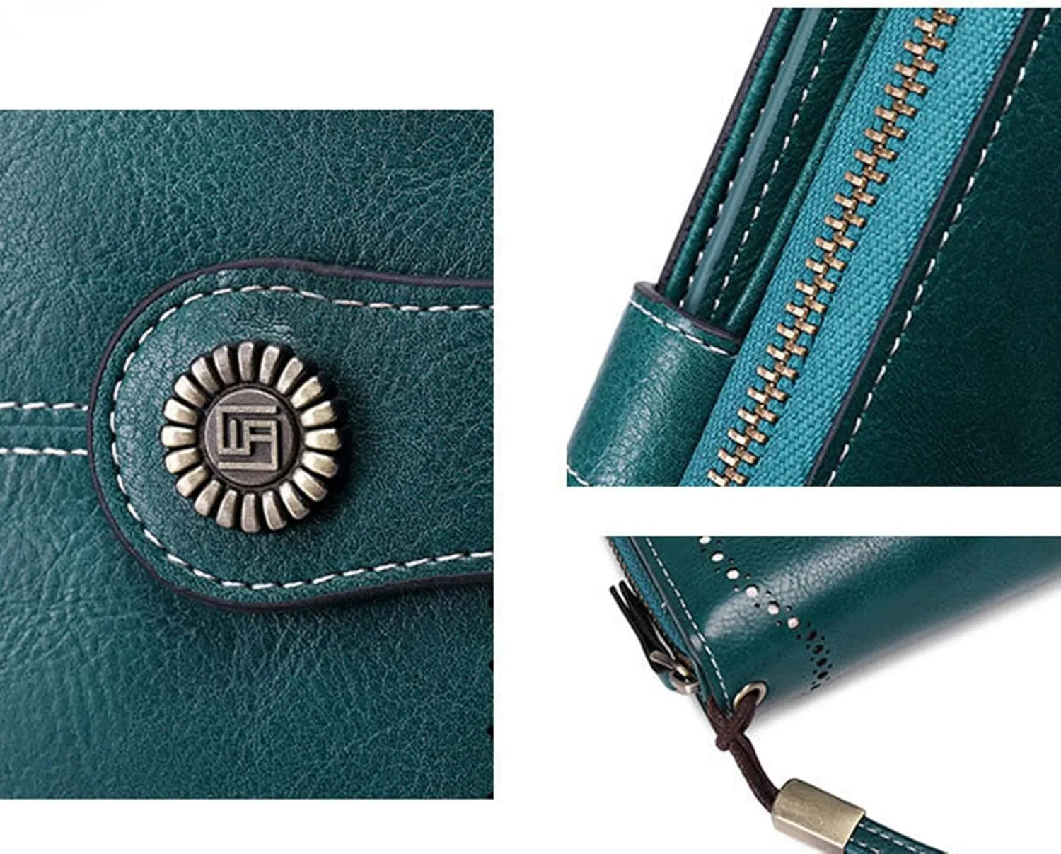 Rfid Wallet Women,2024 New Leather Wallet Wristlet for Women,Rfid Blocking Zip Around Large Capacity Bifold Credit Card Wallet Clutch Purses,Travel Wallet for Ladies Women Mom Girls
