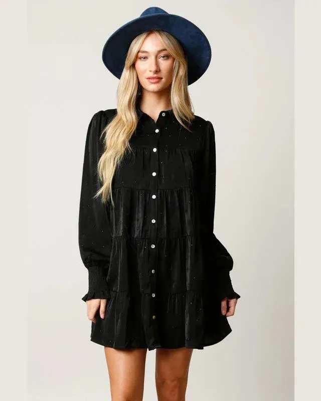 Rhinestone Button Down Dress