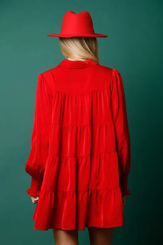 Rhinestone Button Down Dress