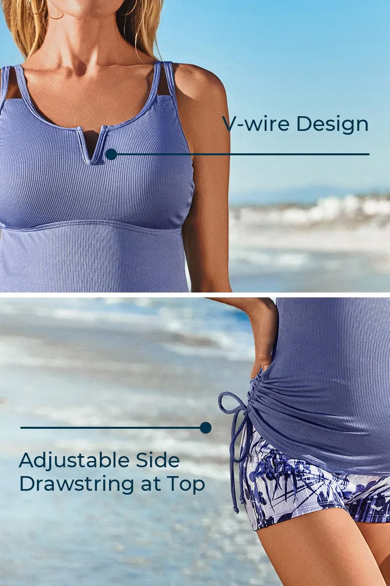 Ribbed Maternity Tankini Swimsuit with V-Wire Support