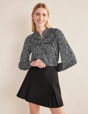 Ruched Yoke Jersey Shirt-Black, Dotty Daisy