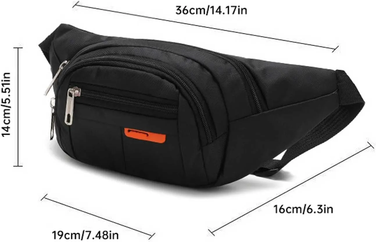 Running Fanny Pack Men's And Women's Mobile Phone Out Of Home Waist Pack with Water Bottle Holder And Phone Holder (Black, One Size)