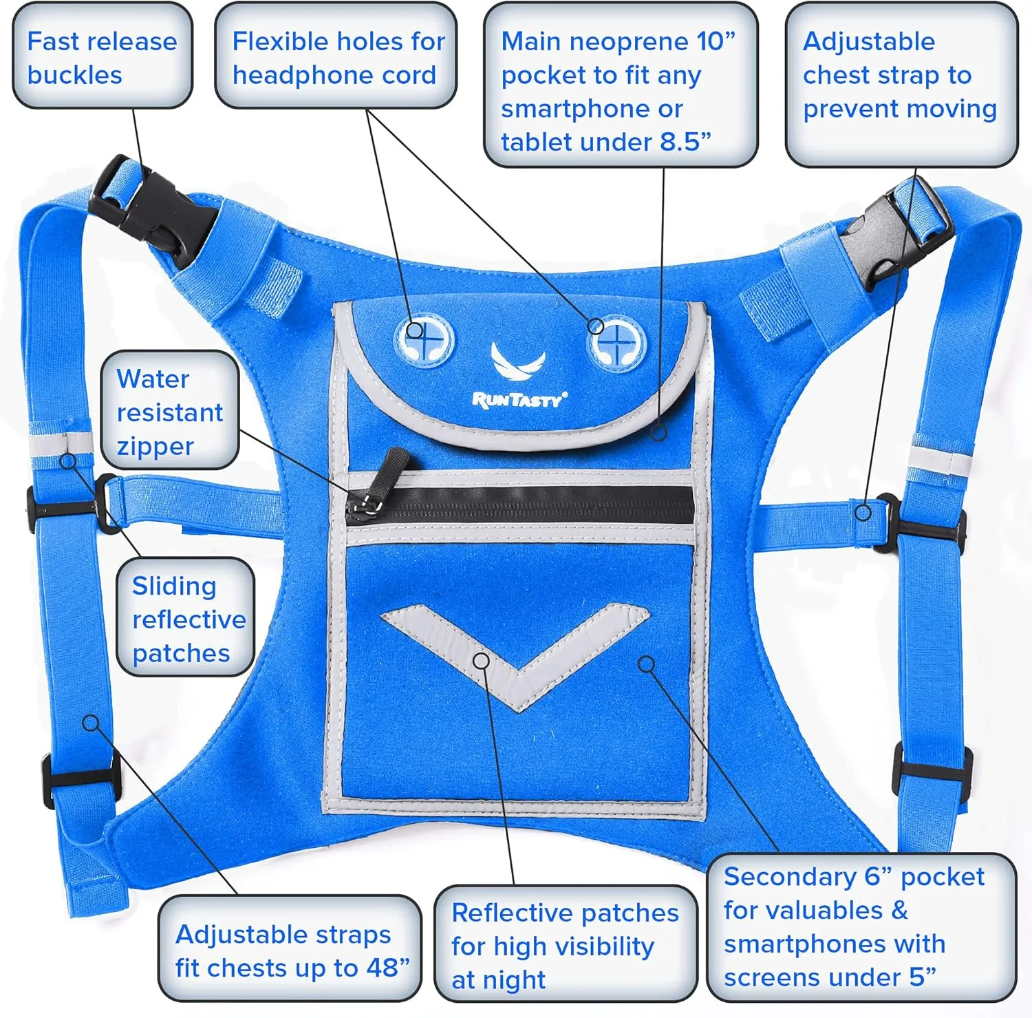 Running Mini Backpack Vest for Men & Women - Hi-viz gear, Holds Valuables, any Phone - Ideal for Fitness, Walking, Cycling!