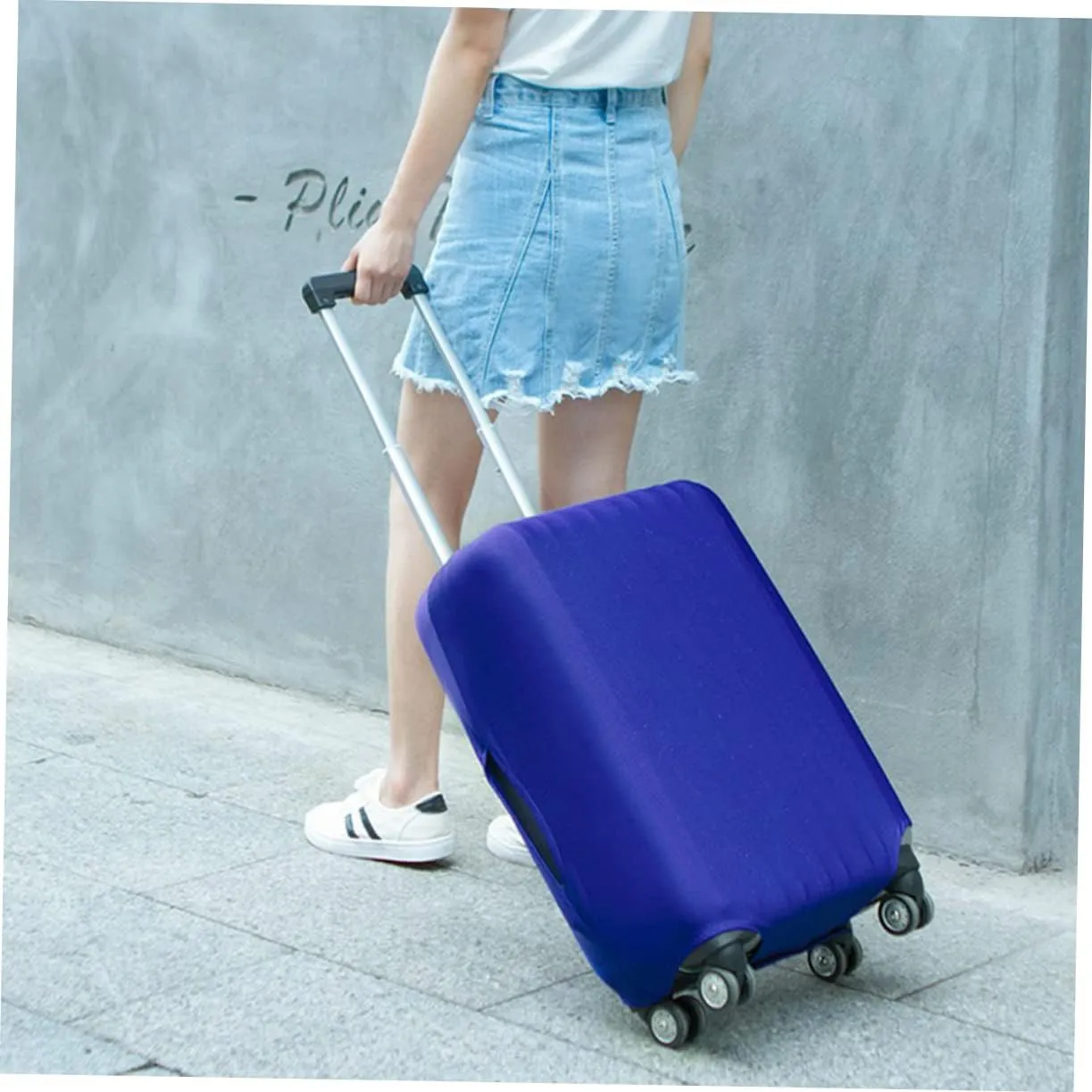 SAFIGLE Luggage Cover Elastic Suitcase Protector Blue Luggage Case Cover for 22-24 Inches Suitcase