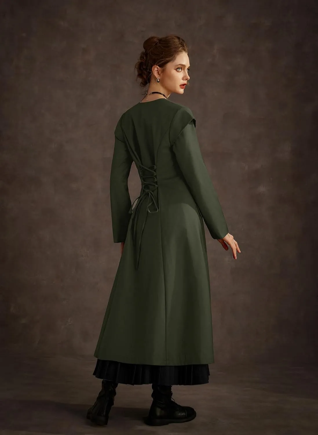 Scarlet Darkness Renaissance Costume Women Trench Coats Underbust Victorian Steampunk Jacket Pirate Long Jackets