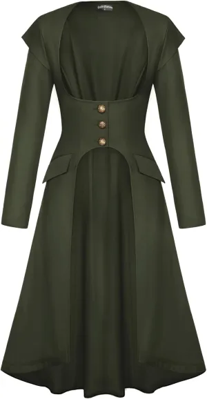 Scarlet Darkness Renaissance Costume Women Trench Coats Underbust Victorian Steampunk Jacket Pirate Long Jackets