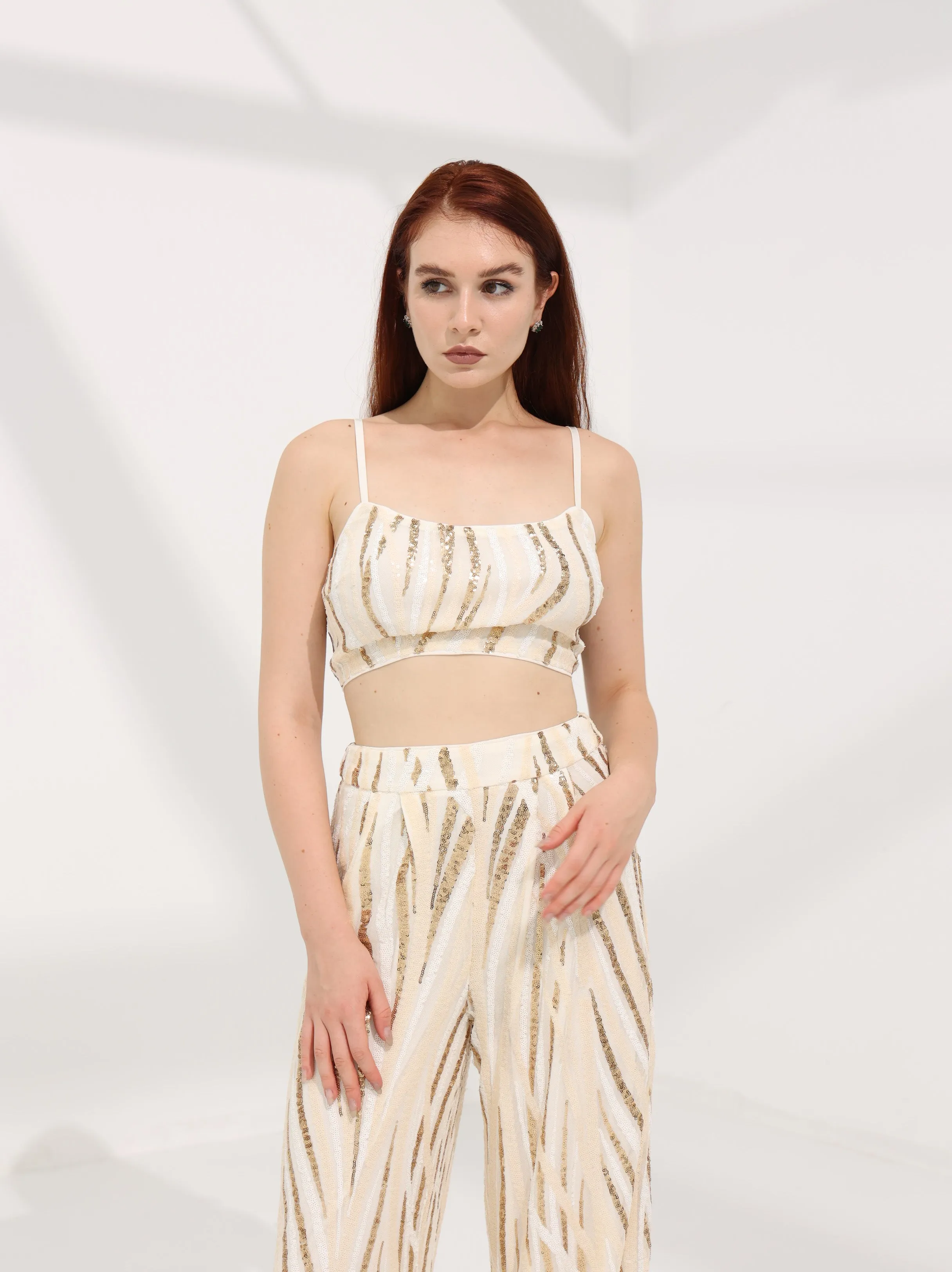 Sequin Crop and Pants Set