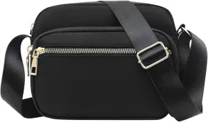 Shoulder Bag Men Women Classic Small Nylon Crossbody Bag Phone Purse Ladies Lightweight Messenger (Black, One Size)