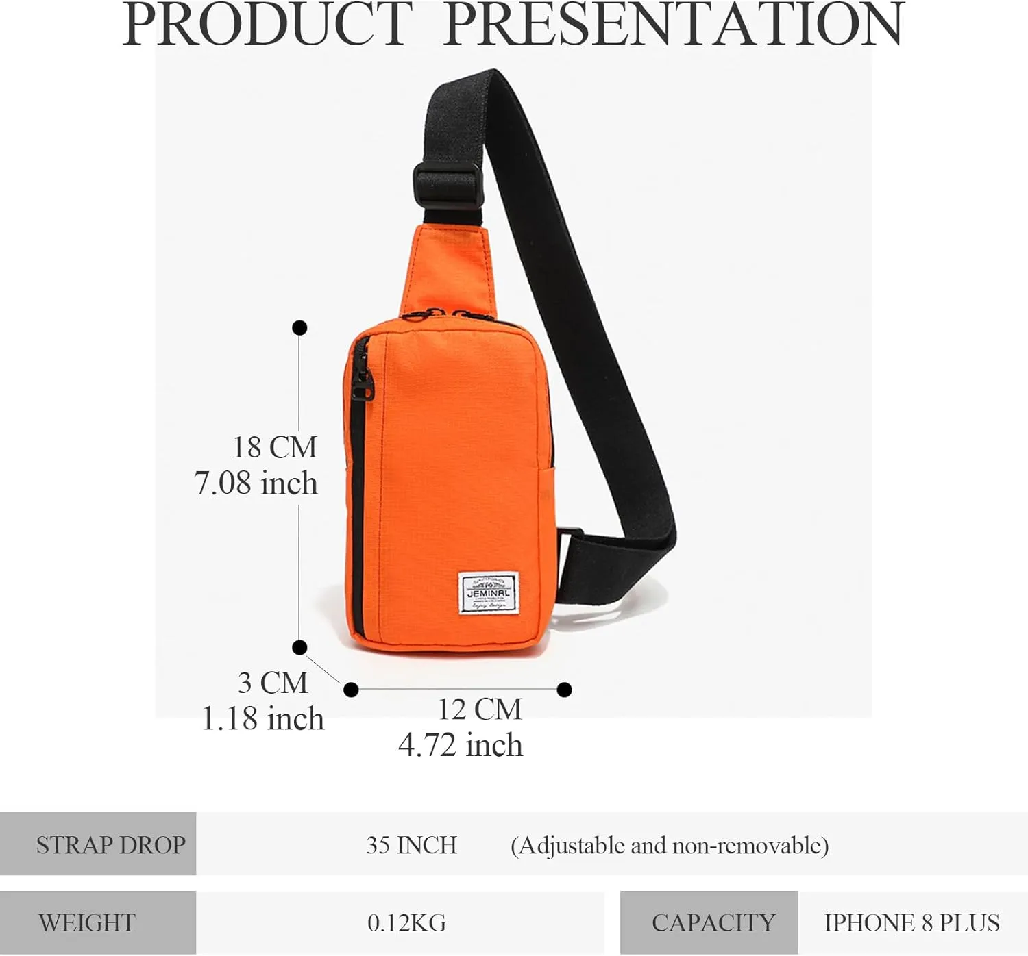    Shoulder Crossbody Bag Hiking Backpack Travel Bag Men Women Sling Backpack Multifunctional (Orange)