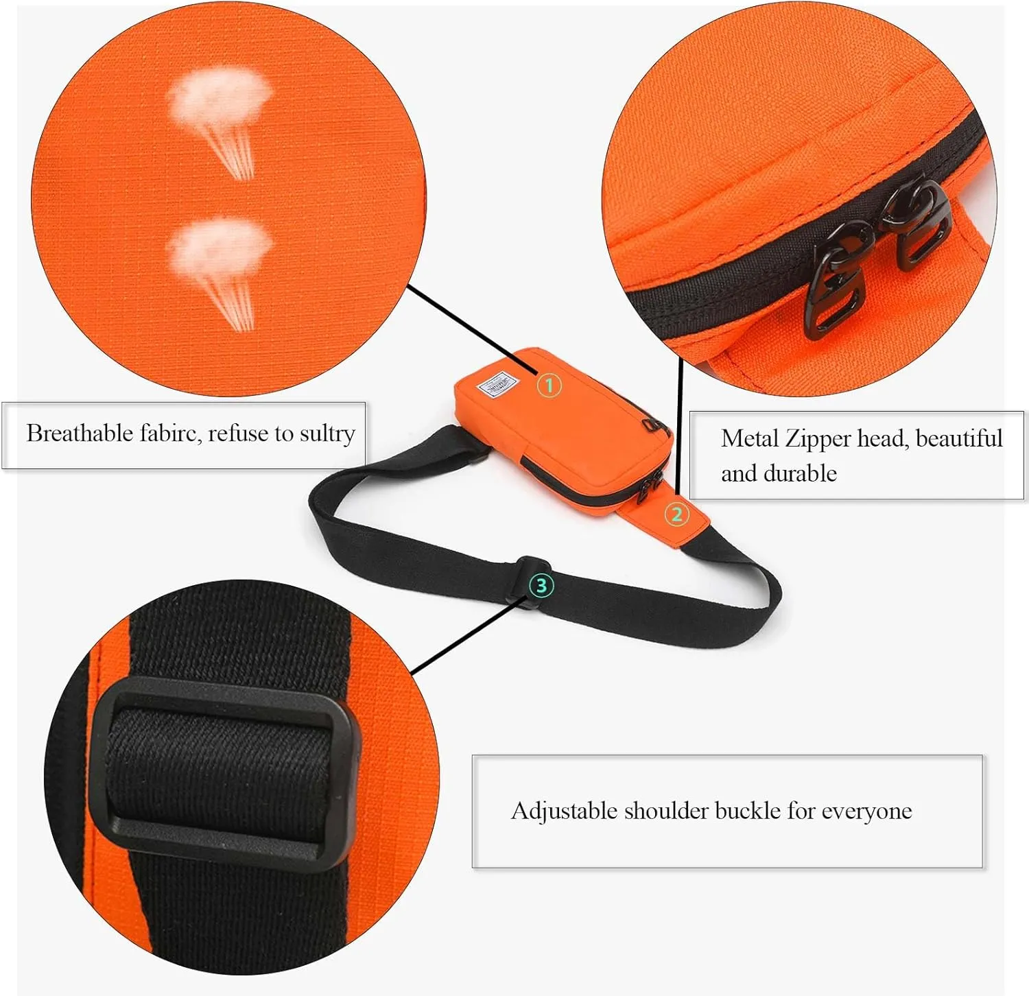   Shoulder Crossbody Bag Hiking Backpack Travel Bag Men Women Sling Backpack Multifunctional (Orange)
