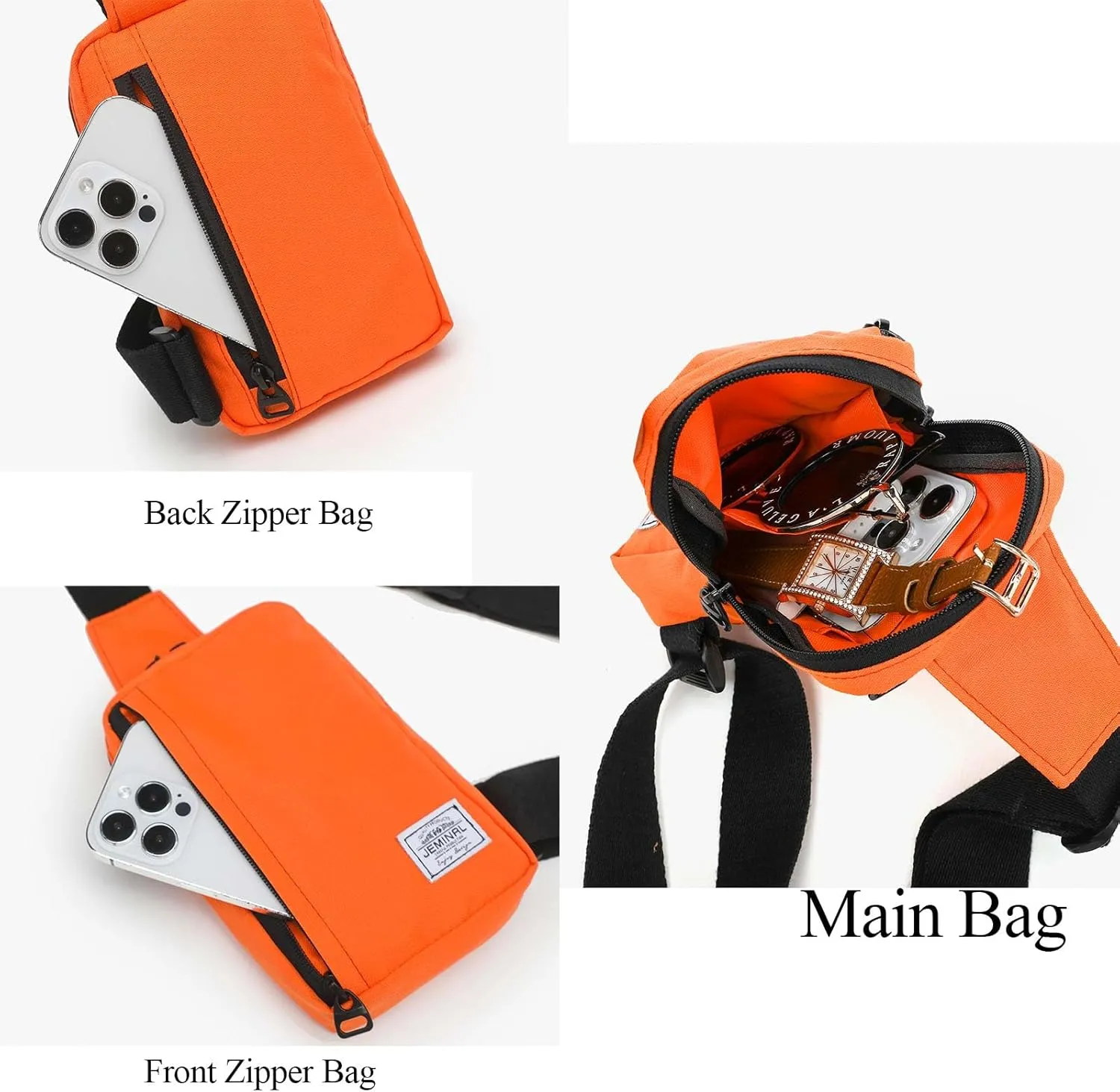    Shoulder Crossbody Bag Hiking Backpack Travel Bag Men Women Sling Backpack Multifunctional (Orange)