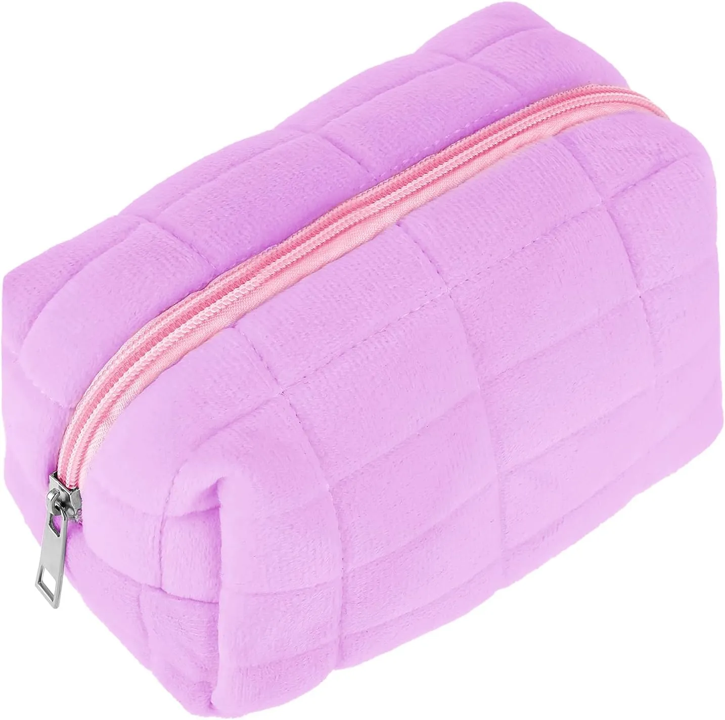 Sibba Makeup Case Cosmetic Organizer Travel Toiletry Bags Skin Care Pouch Small Fluffy Purse Collection Traveling Makup (Purple)