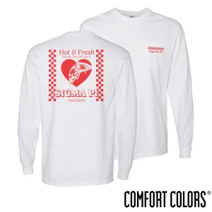 Sigma Pi Comfort Colors Hot and Fresh Pizza Long Sleeve Tee