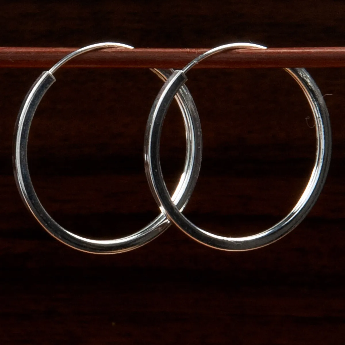 Silver 40mm Flat Hoop Earrings