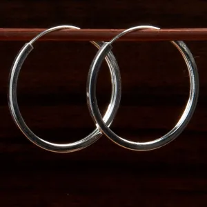 Silver 40mm Flat Hoop Earrings
