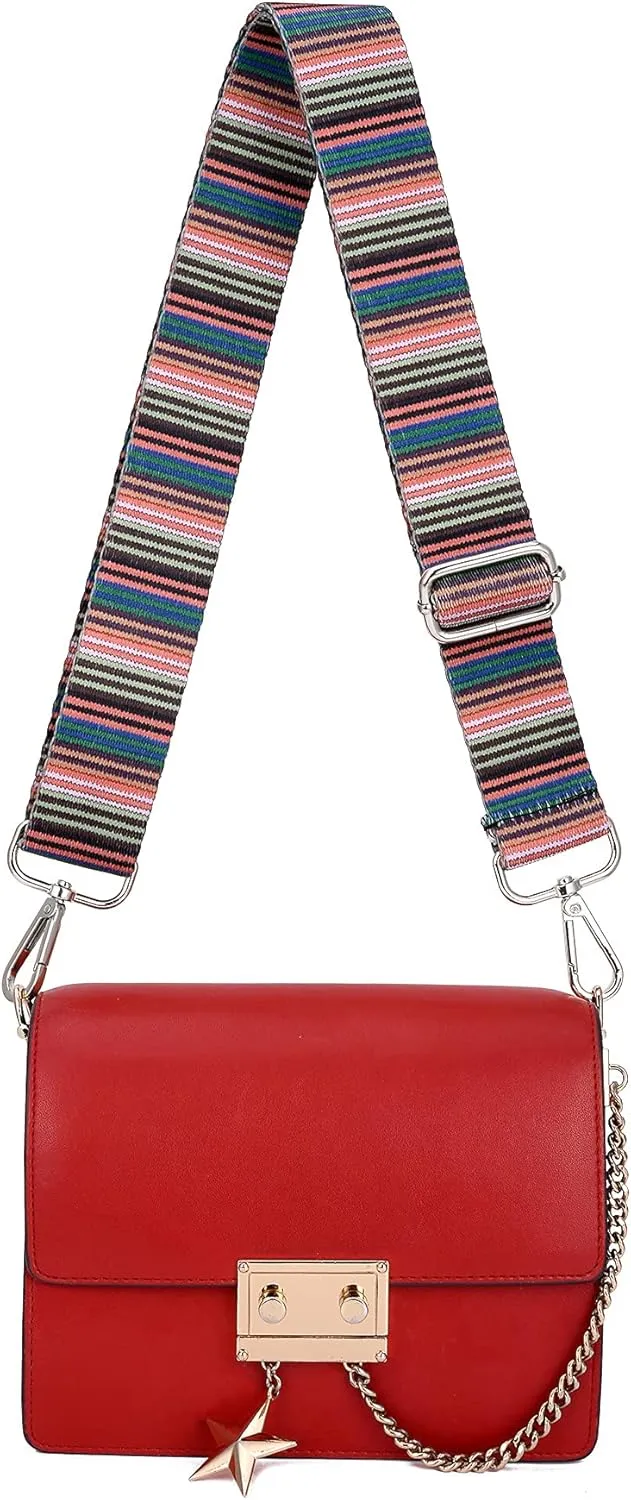 Silvery Buckles Wide Shoulder Strap Adjustable Replacement Belt Crossbody Canvas Bag Handbag