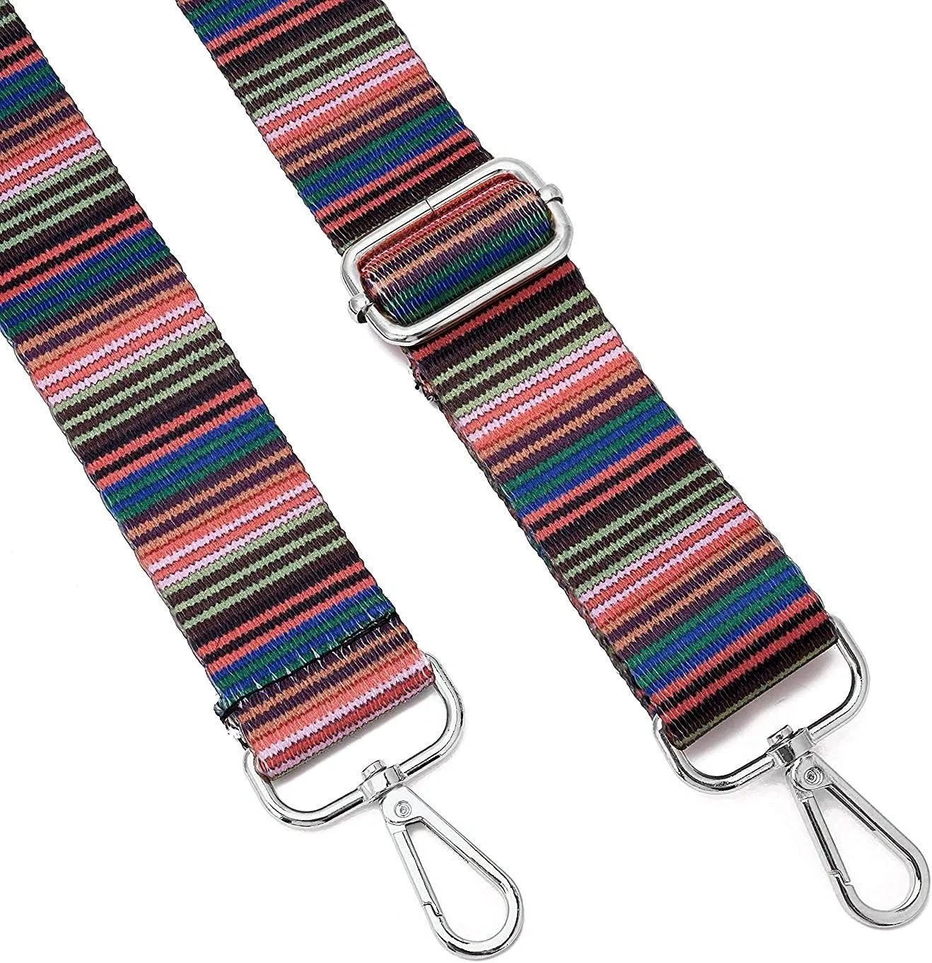 Silvery Buckles Wide Shoulder Strap Adjustable Replacement Belt Crossbody Canvas Bag Handbag