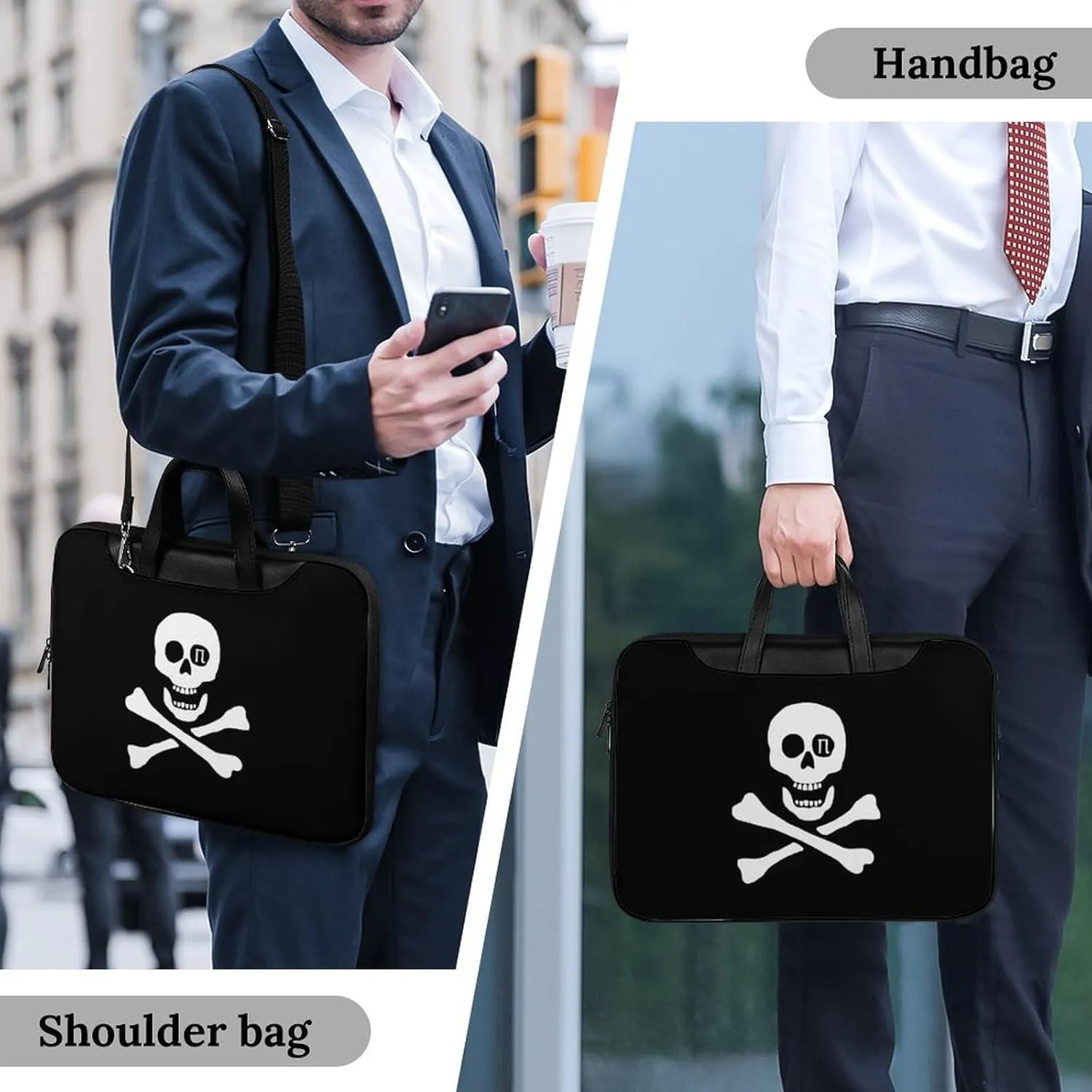 Skull Pirate Leather Bag Laptop Case Slim Water Resistant Computer Bags with Handle Briefcase for Work