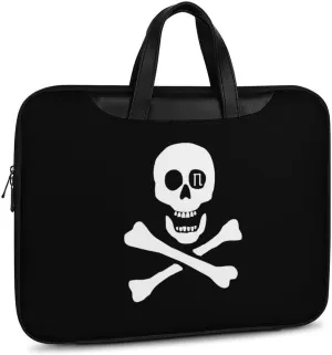 Skull Pirate Leather Bag Laptop Case Slim Water Resistant Computer Bags with Handle Briefcase for Work
