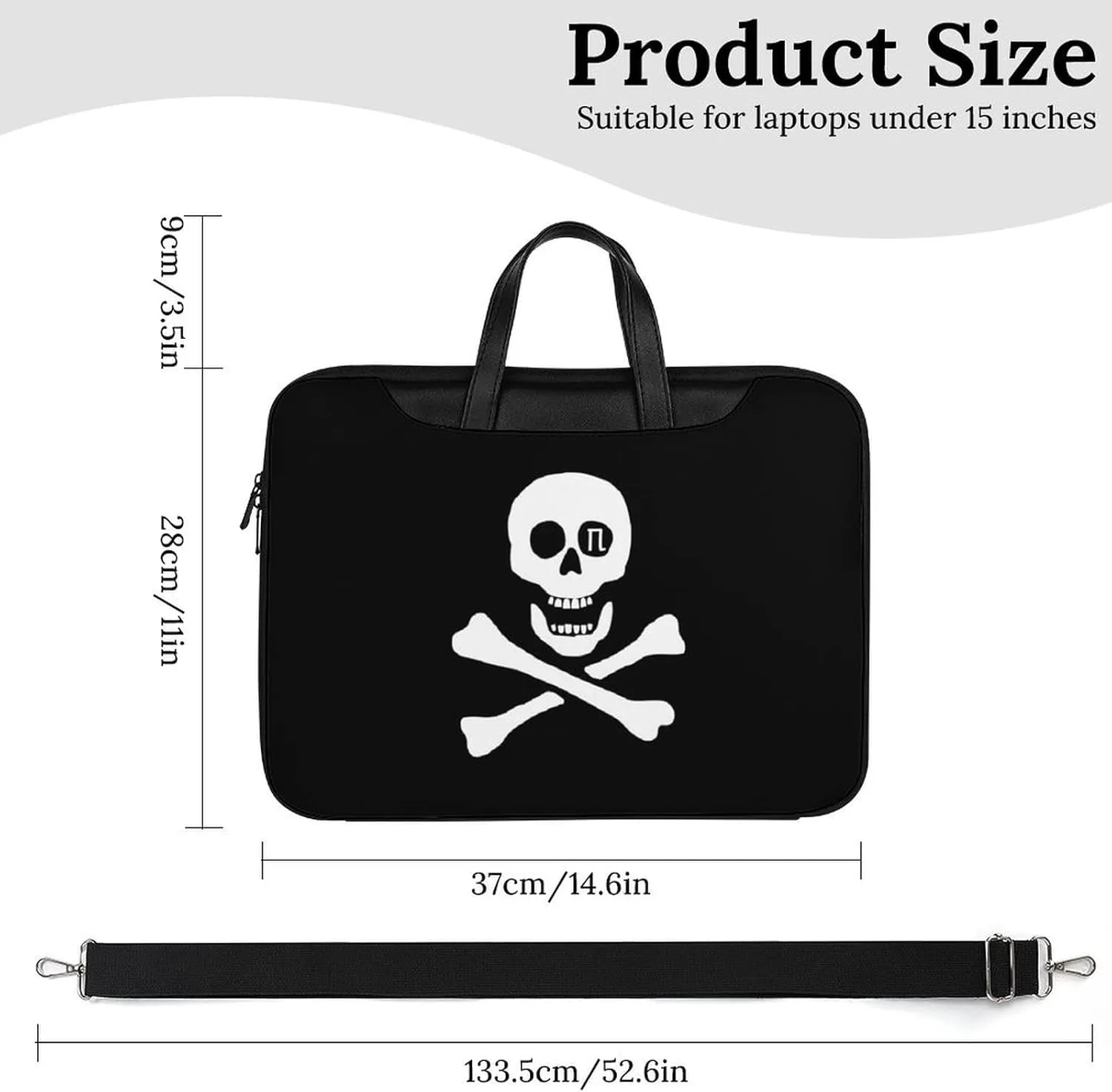 Skull Pirate Leather Bag Laptop Case Slim Water Resistant Computer Bags with Handle Briefcase for Work